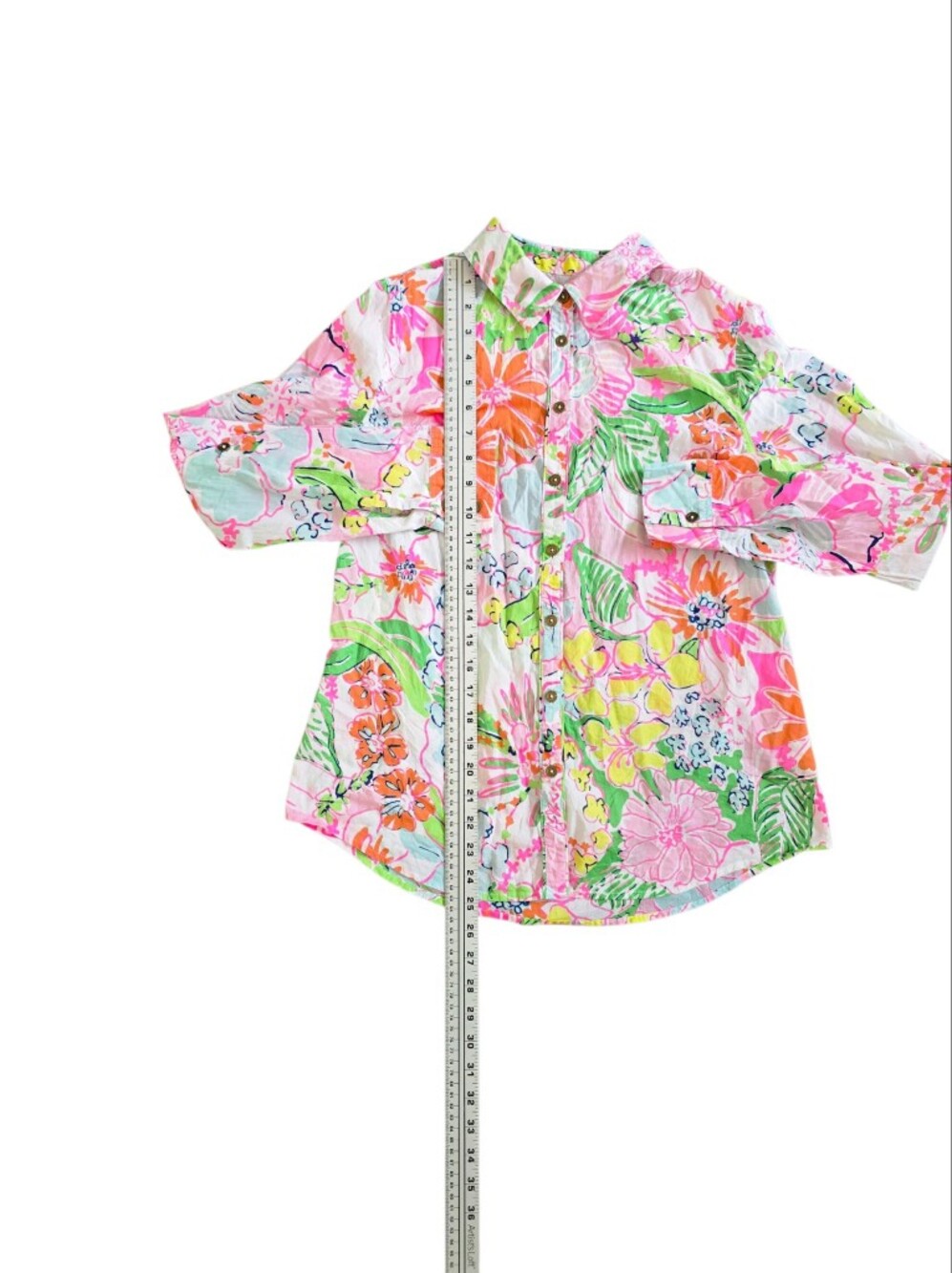 Lilly Pulitzer Target Colab Tropical Button Down Blouse Shirt Size M 100% Cotton - Picture 5 of 6